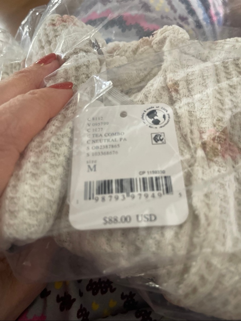 NWT free people women’s let’s party cardi- print square neck top size medium - Picture 10 of 10